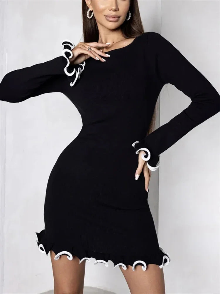 Ripple Hem Knit Dress
