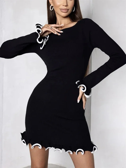 Ripple Hem Knit Dress
