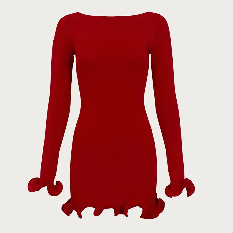 Ripple Hem Knit Dress
